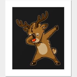 Dabbing Reindeer Shirt Christmas Dab Rudolph Reindeer TShirt 2 Posters and Art